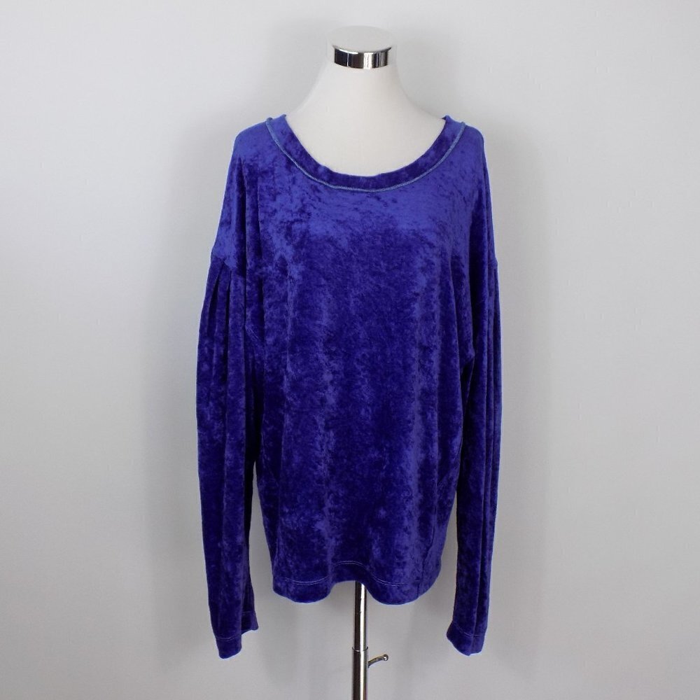 Free People Plush Velvet Long Sleeve Top in Deep Purple